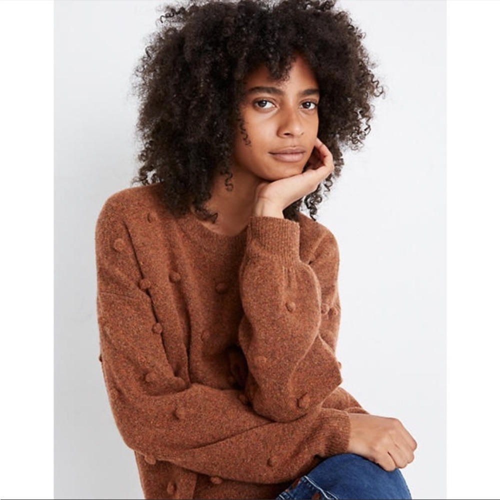 Madewell Heather Cider Brockton Bobble Sweater Coziest Yarn XL